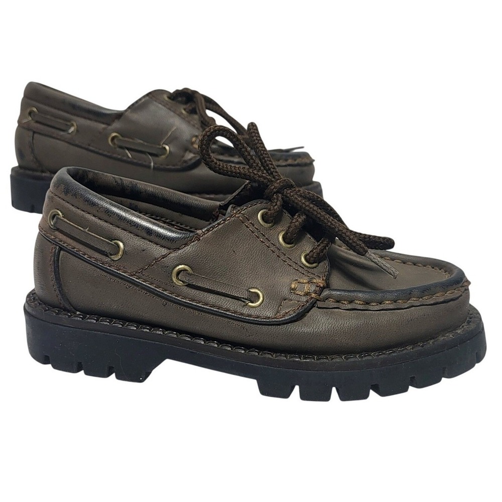 Hush Puppies Kids Brown Leather Lace Up Boat Shoes Size 11M
